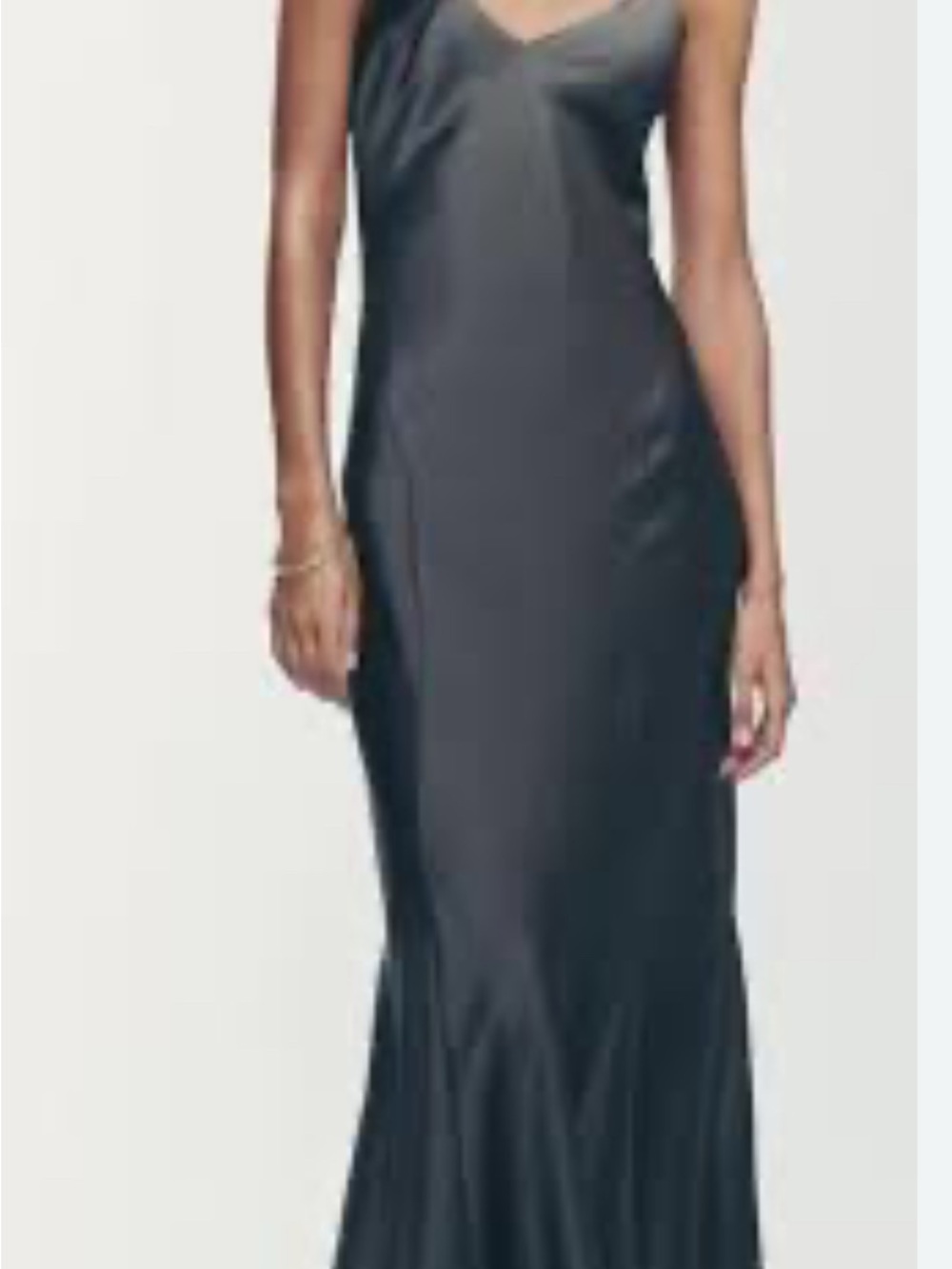Zara Charcoal Gray Satin Slip Maxi Dress